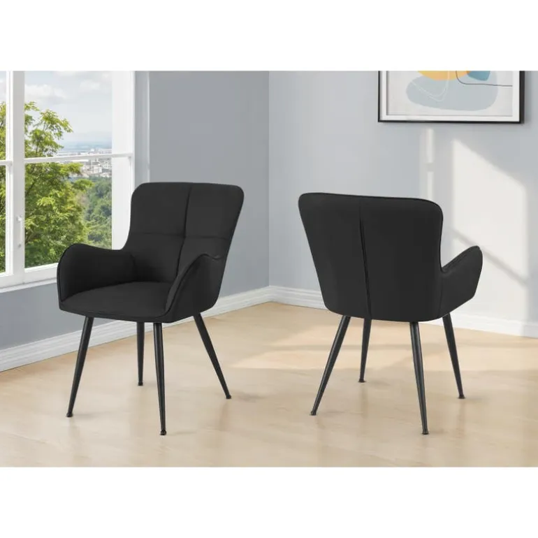 Dining Chairs (Set of 2) Black Suede-Look 33” Height - Monarch