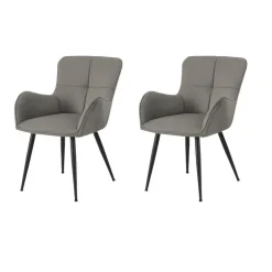 Dining Chairs (Set of 2) Grey Suede-Look 33” Height - Monarch