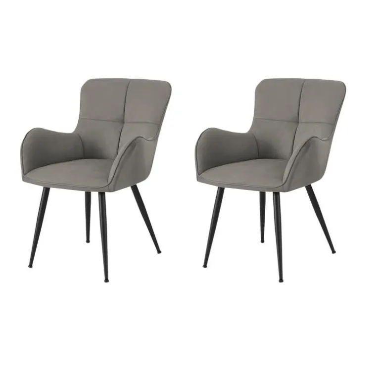 Dining Chairs (Set of 2) Grey Suede-Look 33” Height - Monarch