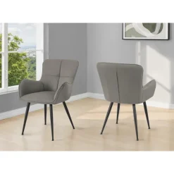 Dining Chairs (Set of 2) Grey Suede-Look 33” Height - Monarch