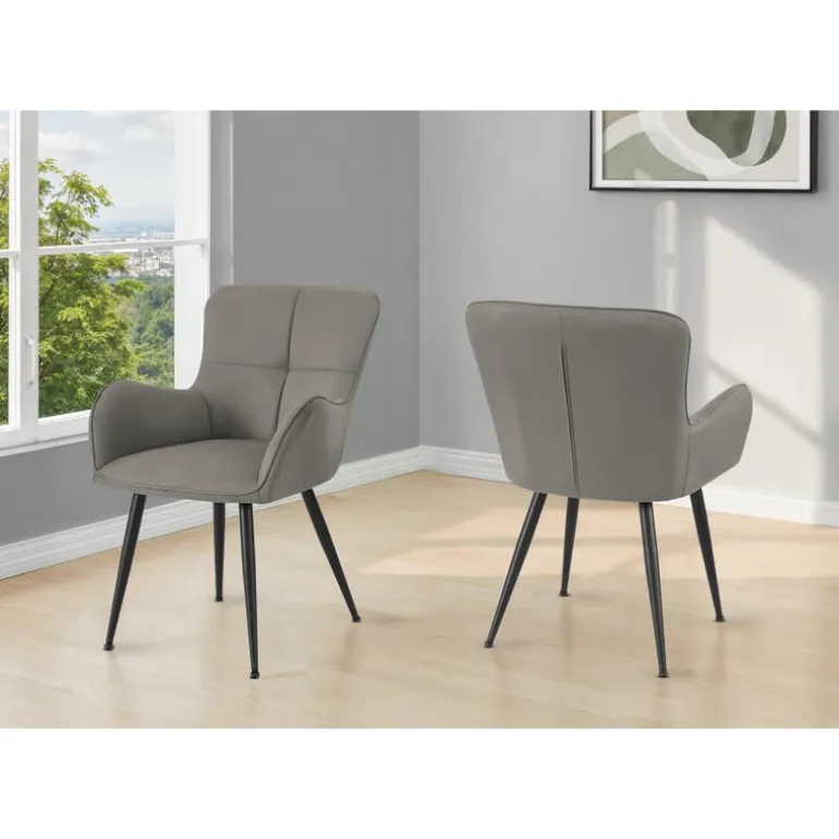 Dining Chairs (Set of 2) Grey Suede-Look 33” Height - Monarch