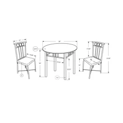 Dining set - 3pcs set / black metal and top - Monarch