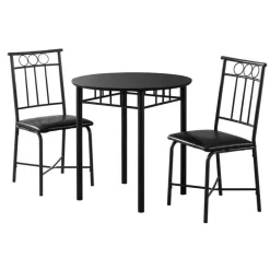 Dining set - 3pcs set / black metal and top - Monarch