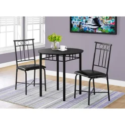 Dining set - 3pcs set / black metal and top - Monarch