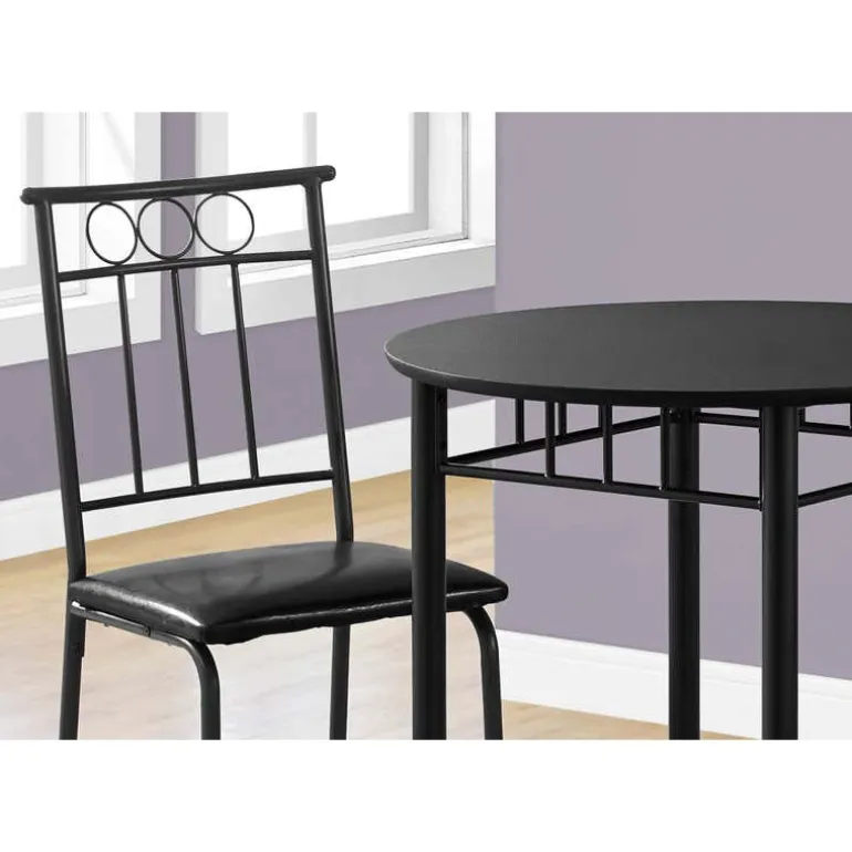 Dining set - 3pcs set / black metal and top - Monarch