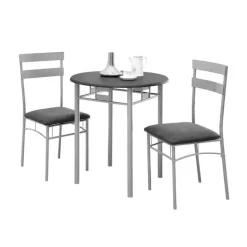 Dining set - 3pcs set / black / silver metal