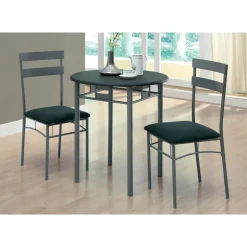 Dining set - 3pcs set / black / silver metal