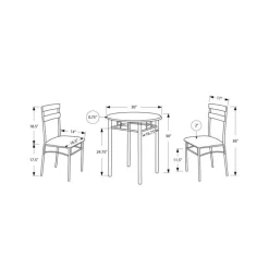 Dining set - 3pcs set / black / silver metal
