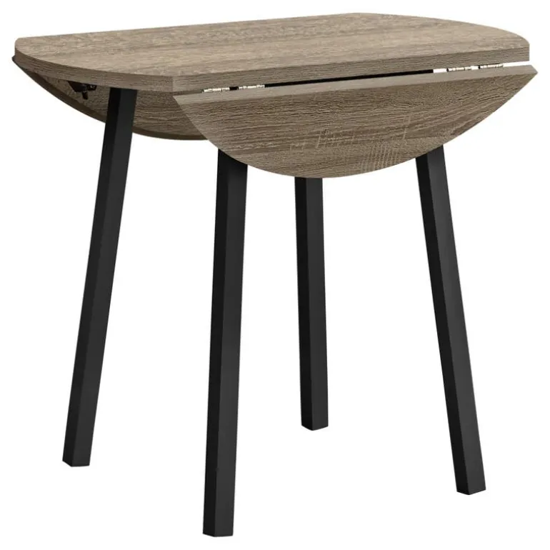 Dining set - 3pcs set / dark taupe top / black metal