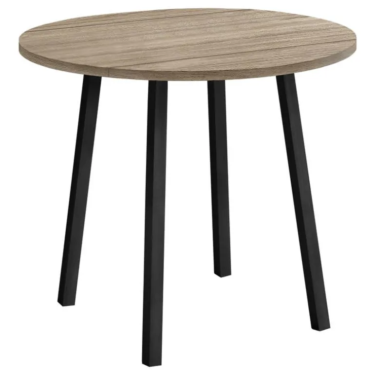 Dining set - 3pcs set / dark taupe top / black metal