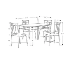 Dining set - 5pcs set / espresso marble / bronze metal - Monarch