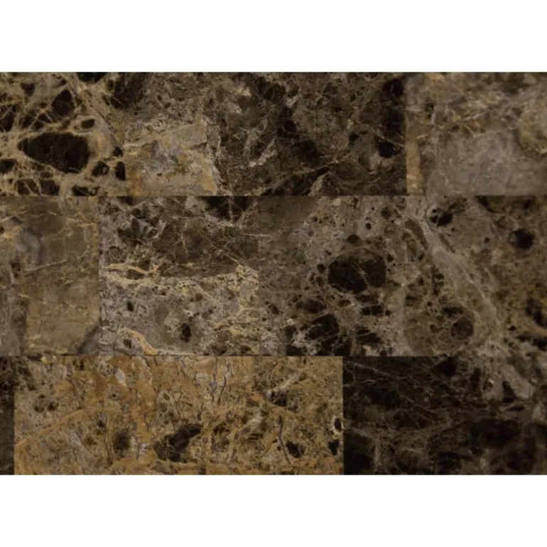 Dining set - 5pcs set / espresso marble / bronze metal - Monarch