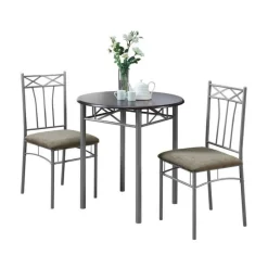 Dining set - 3pcs set / espresso / silver metal