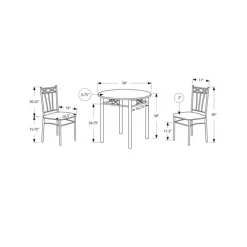 Dining set - 3pcs set / espresso / silver metal