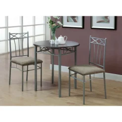 Dining set - 3pcs set / espresso / silver metal