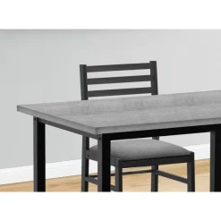 Dining set - 5pcs set / grey top / black metal