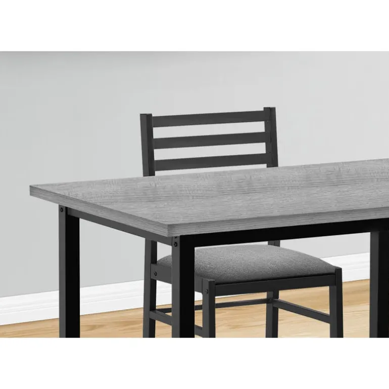 Dining set - 5pcs set / grey top / black metal