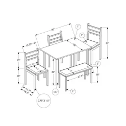 Dining set - 5pcs set / grey top / black metal