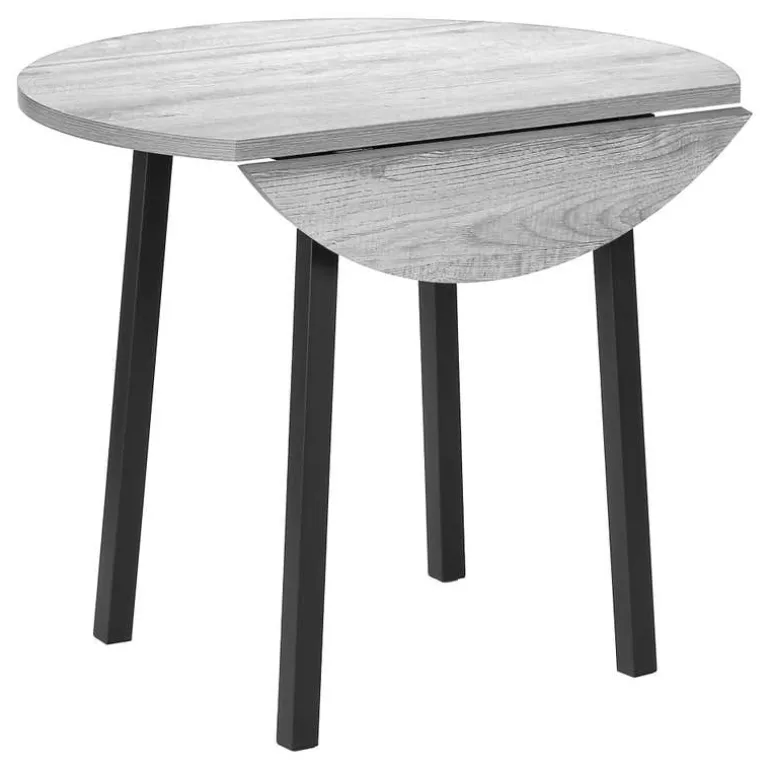 Dining set - 3pcs set / grey top / black metal