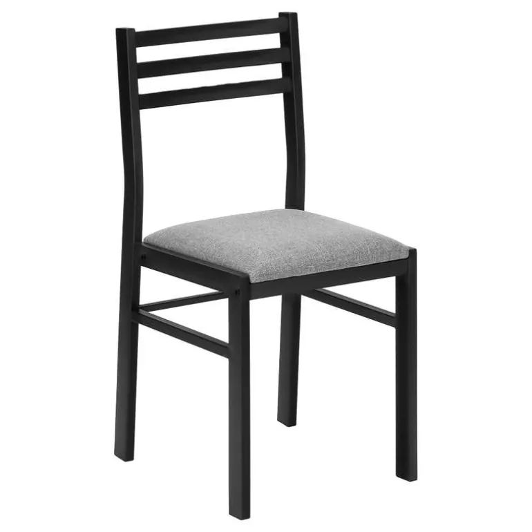 Dining set - 3pcs set / grey top / black metal