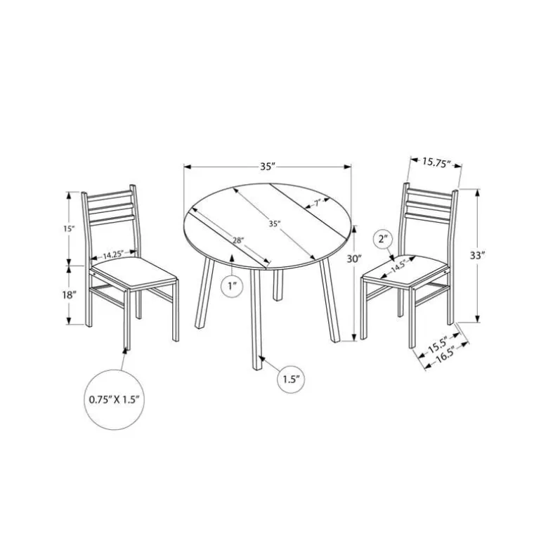 Dining set - 3pcs set / grey top / black metal