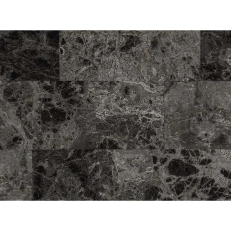 Dining set - 3pcs set / grey marble / charcoal metal