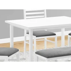Dining set - 5pcs set / white top / white metal