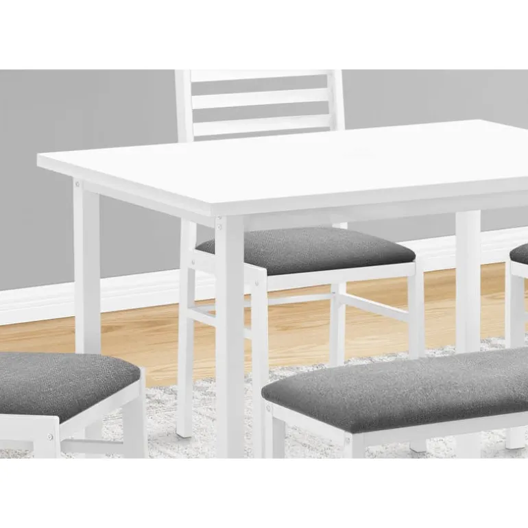 Dining set - 5pcs set / white top / white metal
