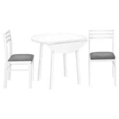 Dining set - 3pcs set / white top / white metal
