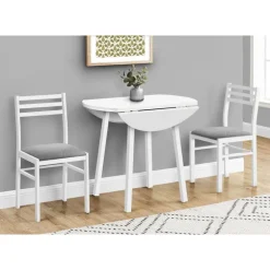 Dining set - 3pcs set / white top / white metal