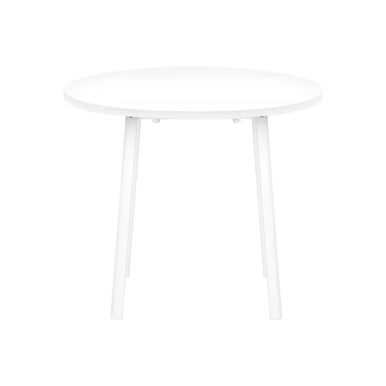 Dining set - 3pcs set / white top / white metal