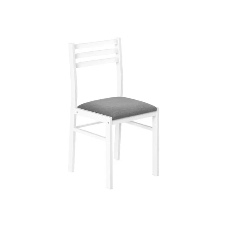 Dining set - 3pcs set / white top / white metal