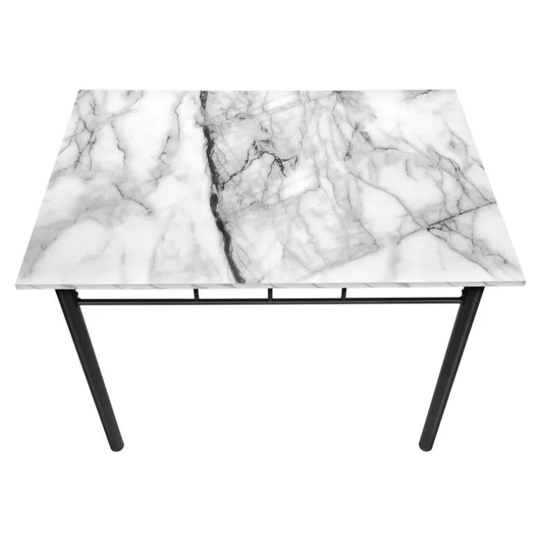 Dining set - 5pcs set / white marble top / black metal