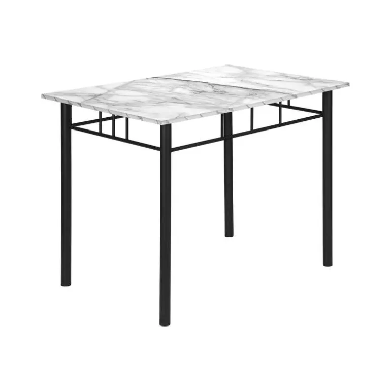 Dining set - 5pcs set / white marble top / black metal