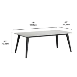 Dining Table with White Marble-Look Top