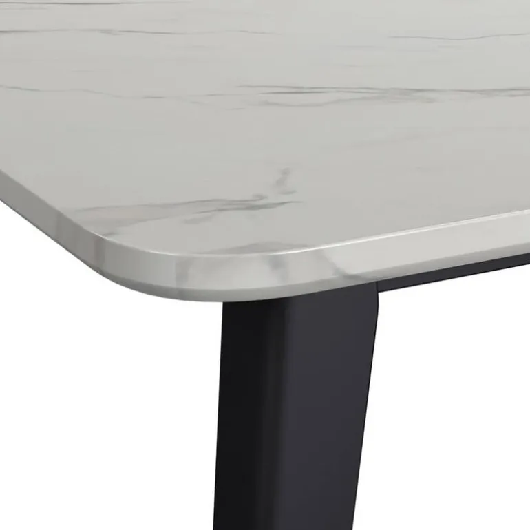 Dining Table with White Marble-Look Top