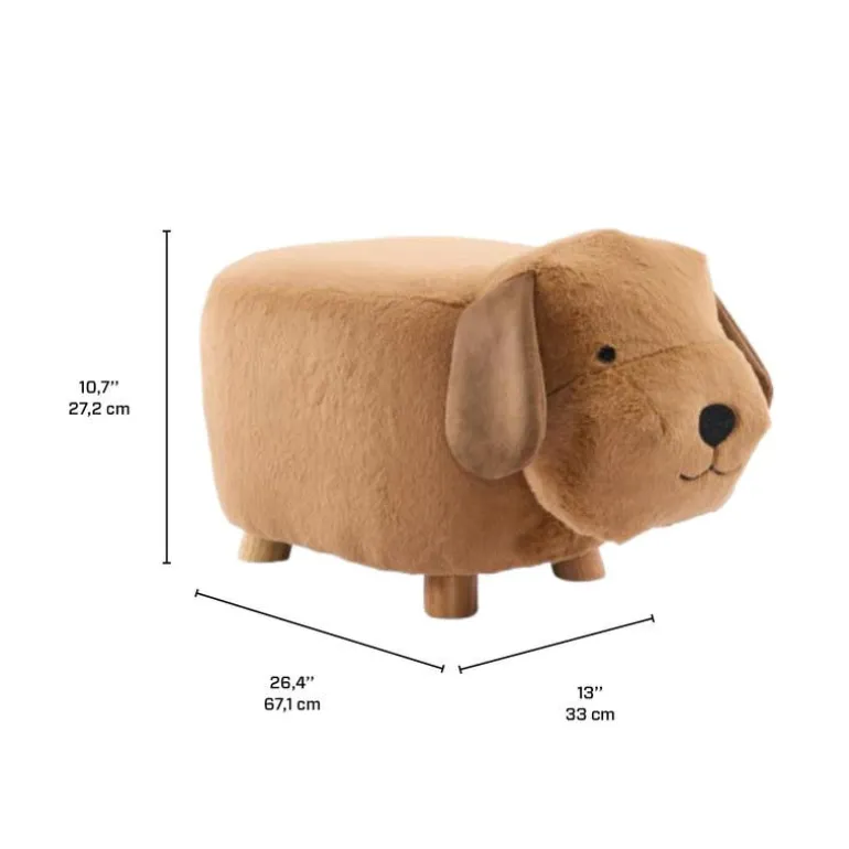 Dog-Shaped Kids Pouf – 13" x 26.4" x 10.65"