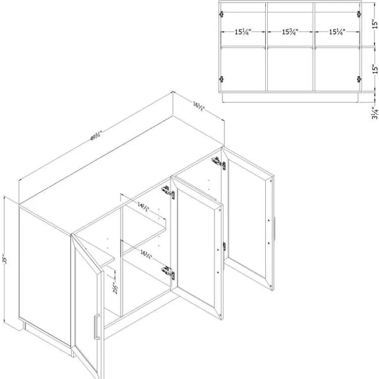 3-Door Glass-Front Buffet - South Shore