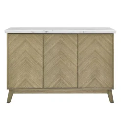 3-Door White Marble Top Server