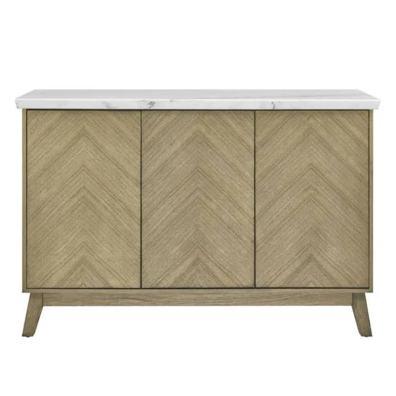 3-Door White Marble Top Server