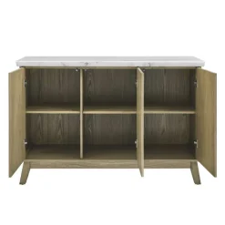 3-Door White Marble Top Server