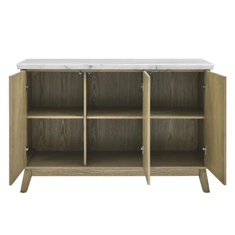 3-Door White Marble Top Server