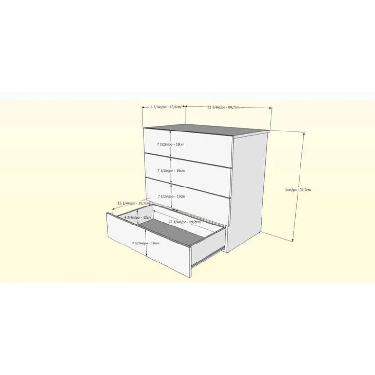 4-drawer chest, natural maple - Nexera