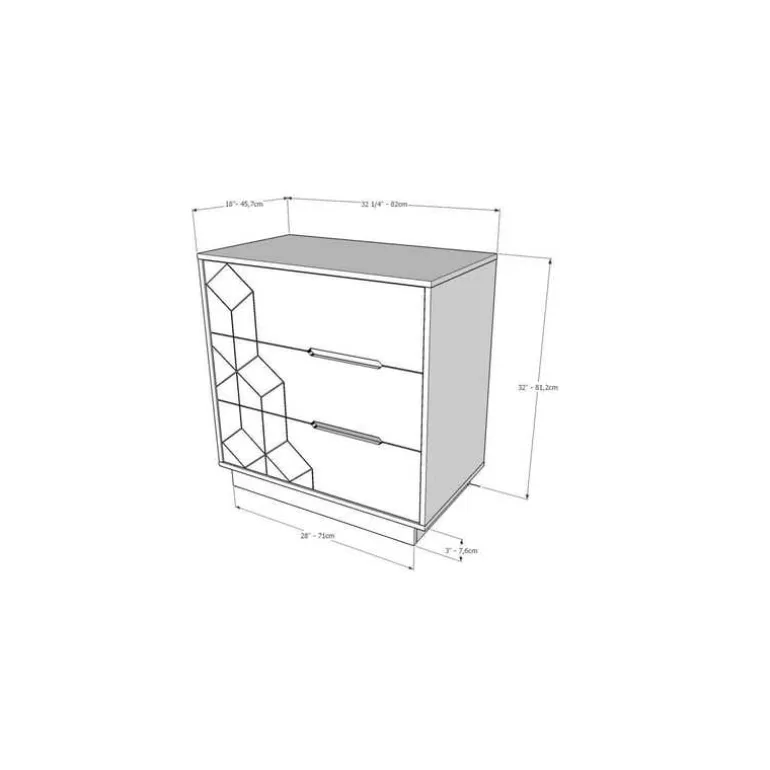 3-Drawer Chest, White - Nexera
