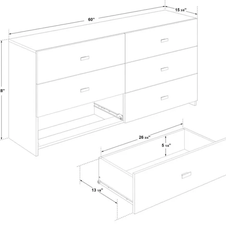 6-Drawer Dresser - Natural