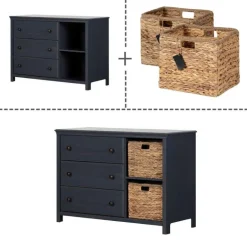 3-Drawer Dresser with Baskets - South Shore