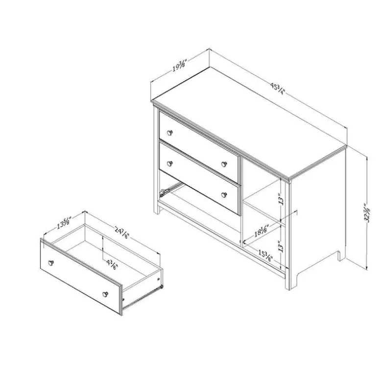 3-Drawer Dresser with Baskets - South Shore