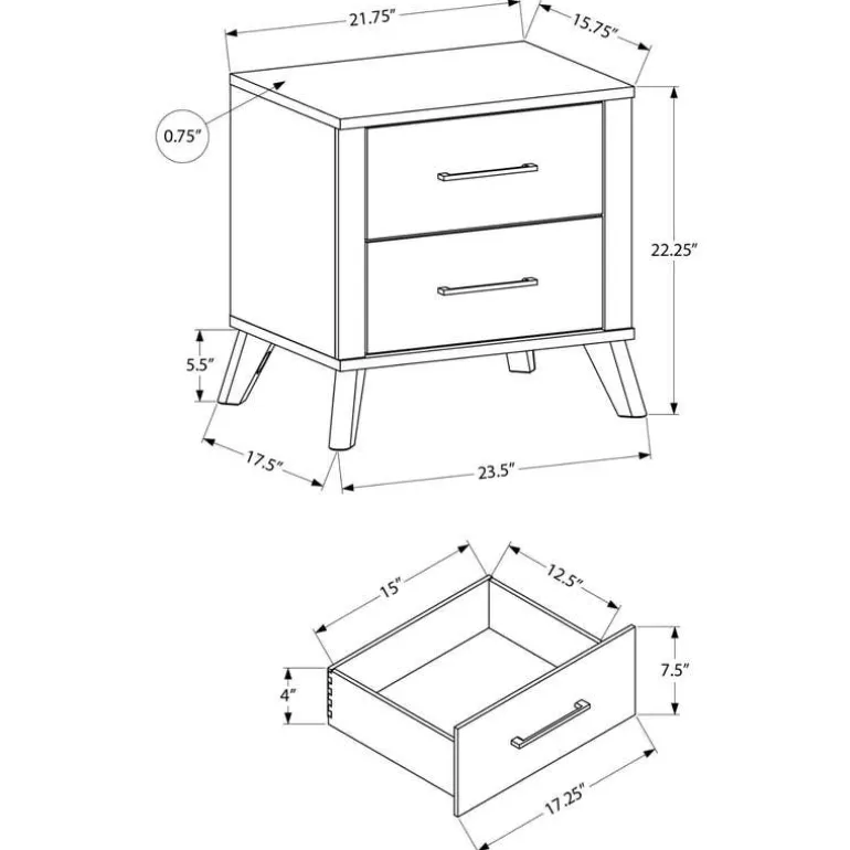 2-Drawer Nightstand - Monarch