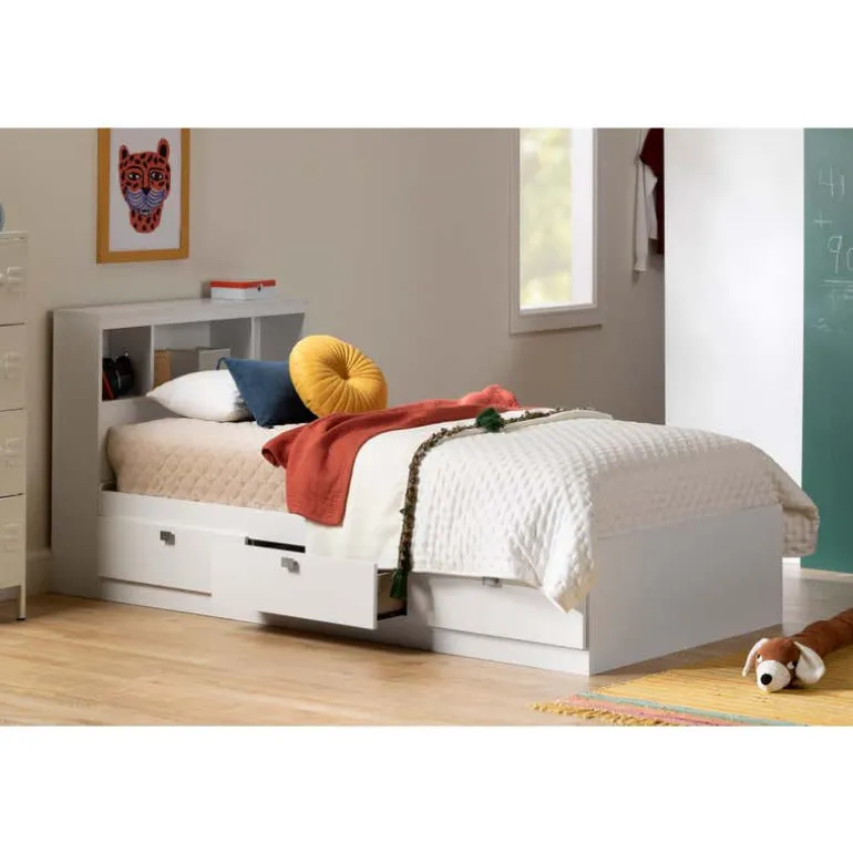 3-Drawer Storage Twin Bed, Headboard with USB Charging and Nightstand (39") - South Shore