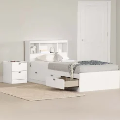 3-Drawer Storage Twin Bed, Headboard with USB Charging and Nightstand (39